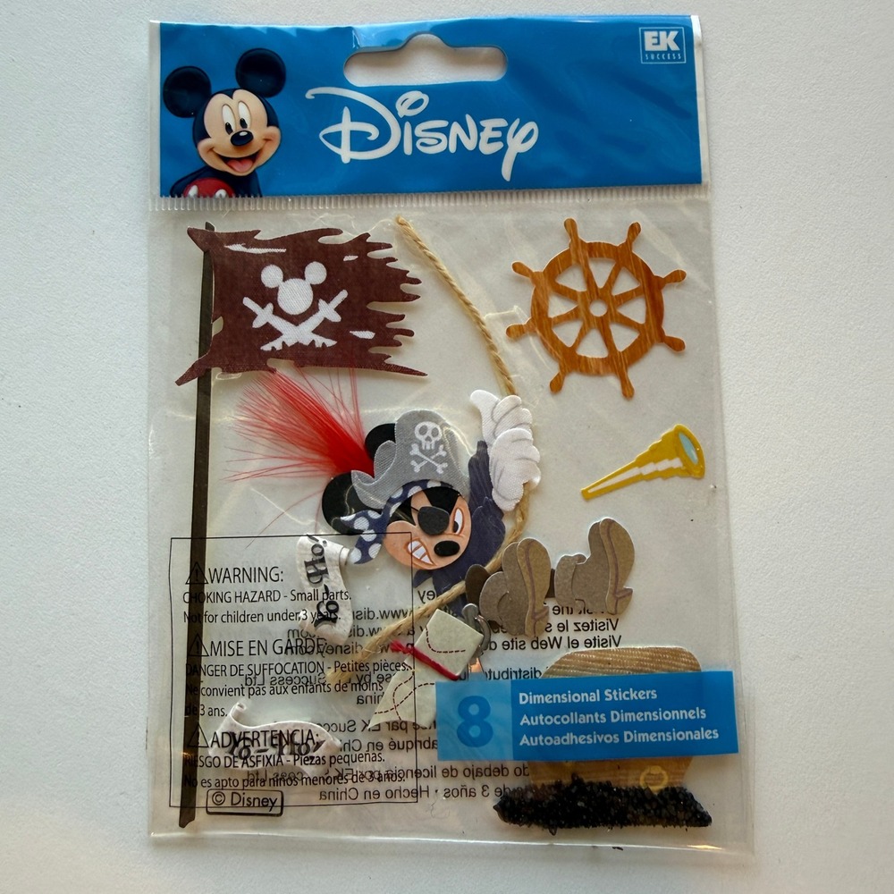 Disney EK Success Pirate Mickey Mouse Dimensional Stickers 8pc Set DJBV08 NEW